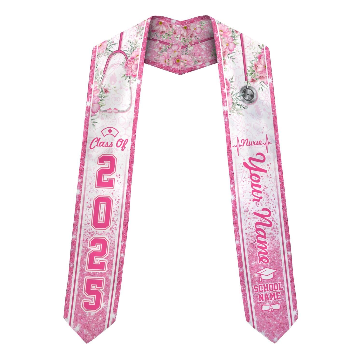 MonkeyVan Personalized Graduation Stole for Nursing Student, Nursing Stole Graduation 2025, RN Nursing Sash Grad Gifts S308