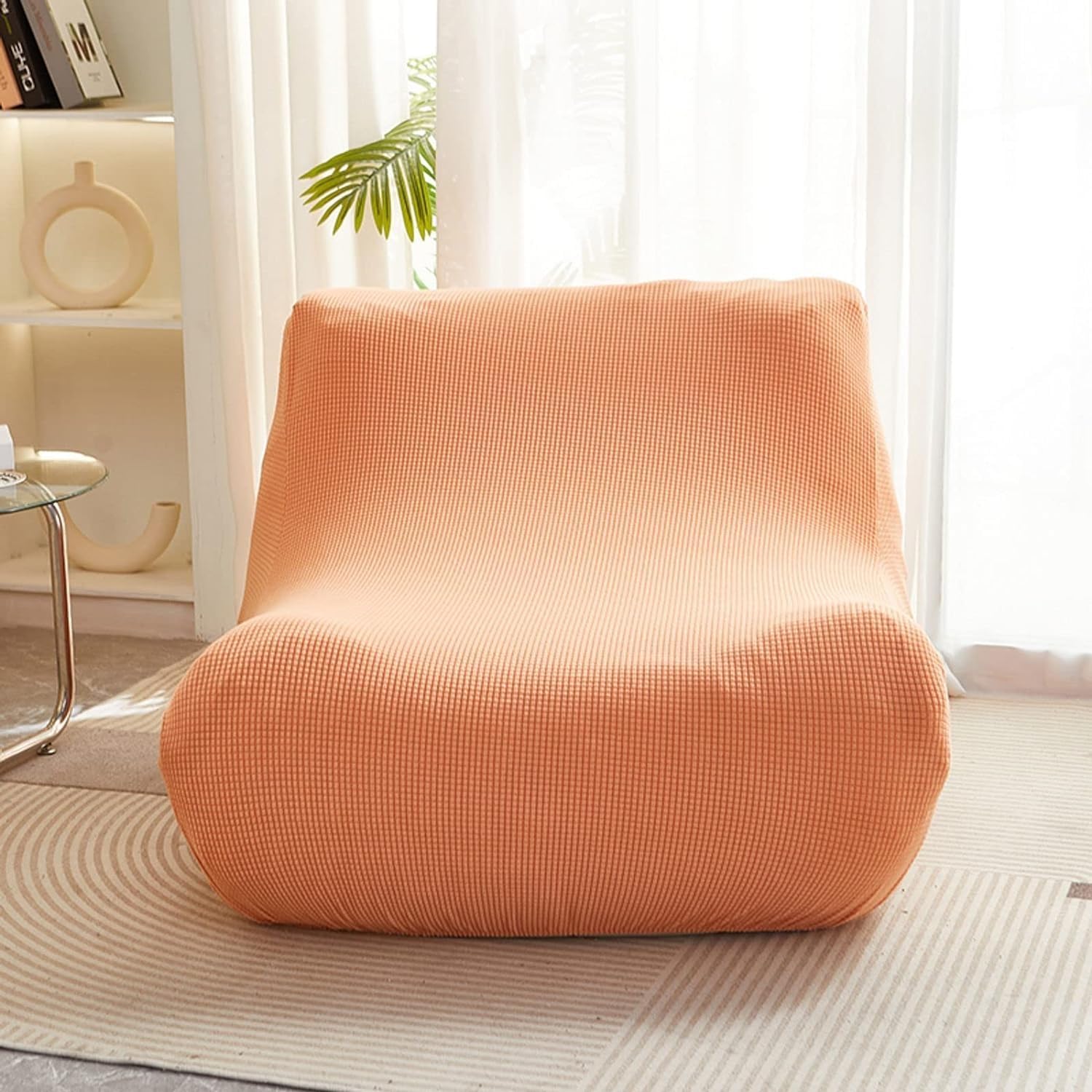 XMAYODS Single Seated Lazy Sofa Cover, Armless Floor Sofa Couch Cover,One Piece High Stretch Slipcover Tatami Chair Cover,Removable Machine Washable Cover (Color : #10)