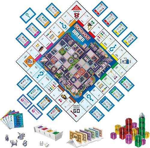 Miniatura 4 de Monopoly Builder - Juego de mesa, juego de estrategia, juego familiar, juegos para niños, juego divertido para jugar, juegos de mesa familiares