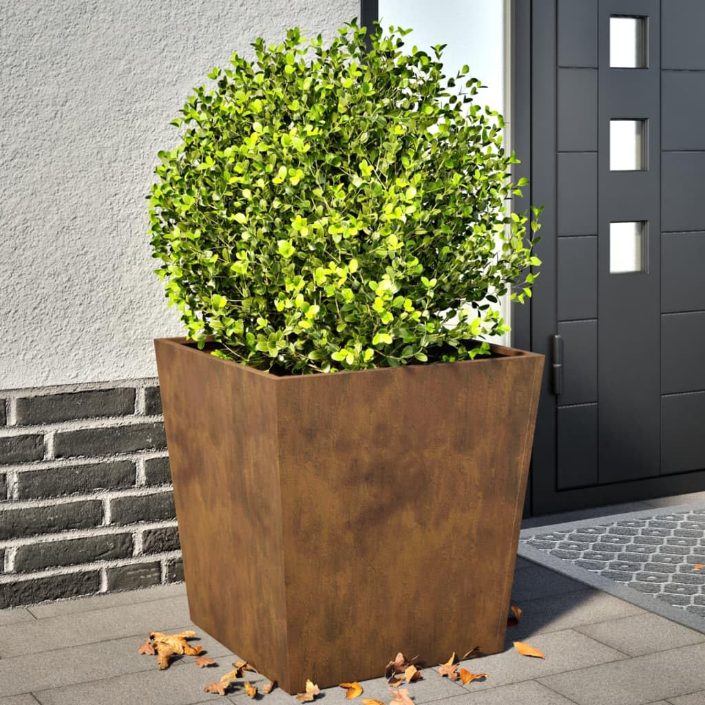 Jardinera de jardín de 2 piezas 50 x 50 x 50 cm de acero Corten, jardinera elevada, caja para plantas, resistente a la intemperie, bancal para el cultivo, hierbas, frutas, verduras y flores