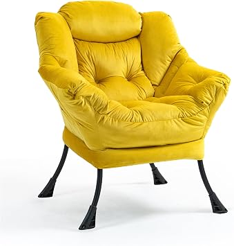 TIANSHU 1 Person Sofa Couch with Side Pockets Modern Stylish Comfortable Reading Chair, Super Soft Lazy Chair Velvet Recliner Personal Chair Upholstered Accent Chair Living Room Dorm Bedroom Reading