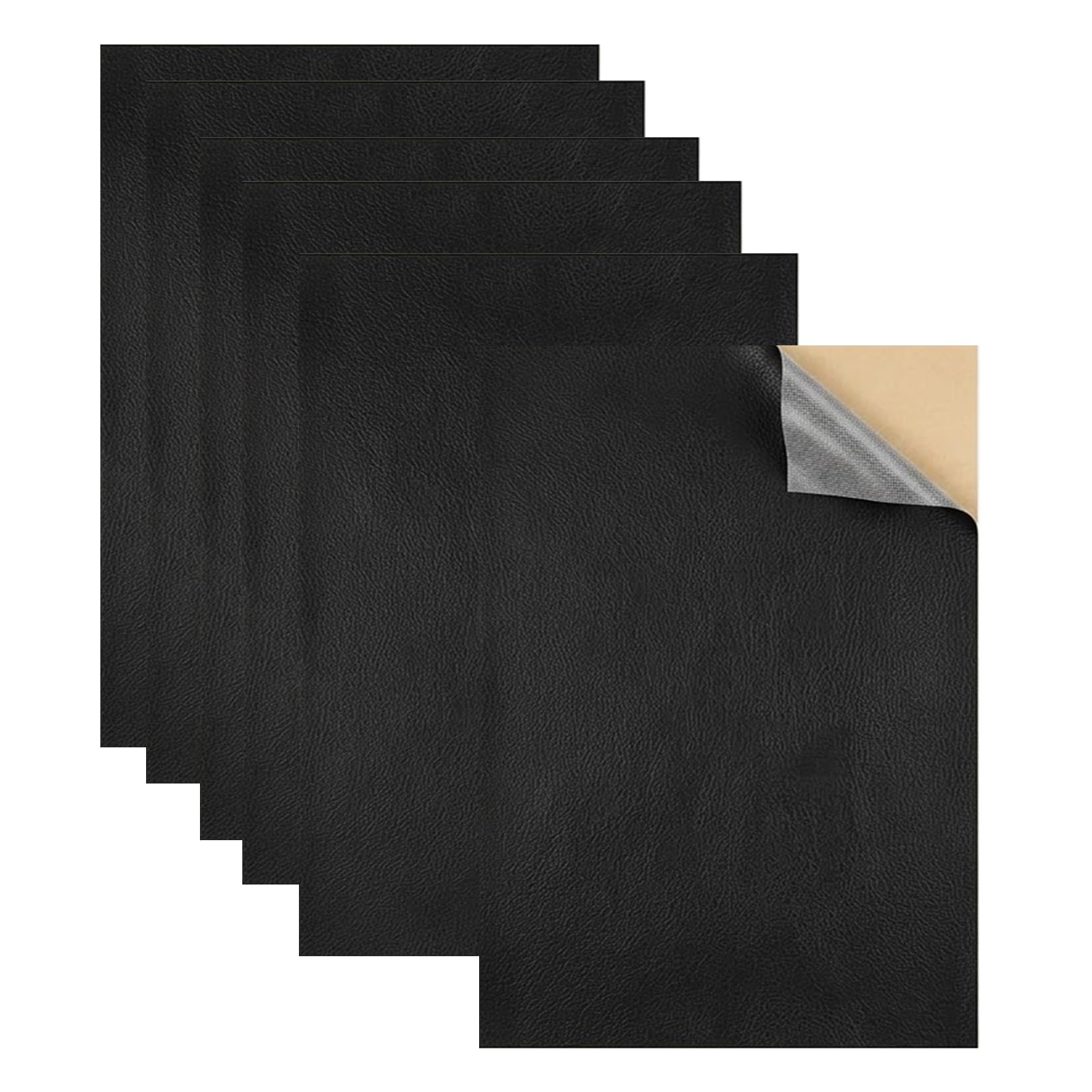 6 Pcs Leather Repair Patch Self-Adhesive,20x30cm Black Faux Leather Repair Kit,Waterproof & Durable Leather Patches for Couch,Car Seats, Sofa,Furniture,Bags,Professional Peel and Stick Fix