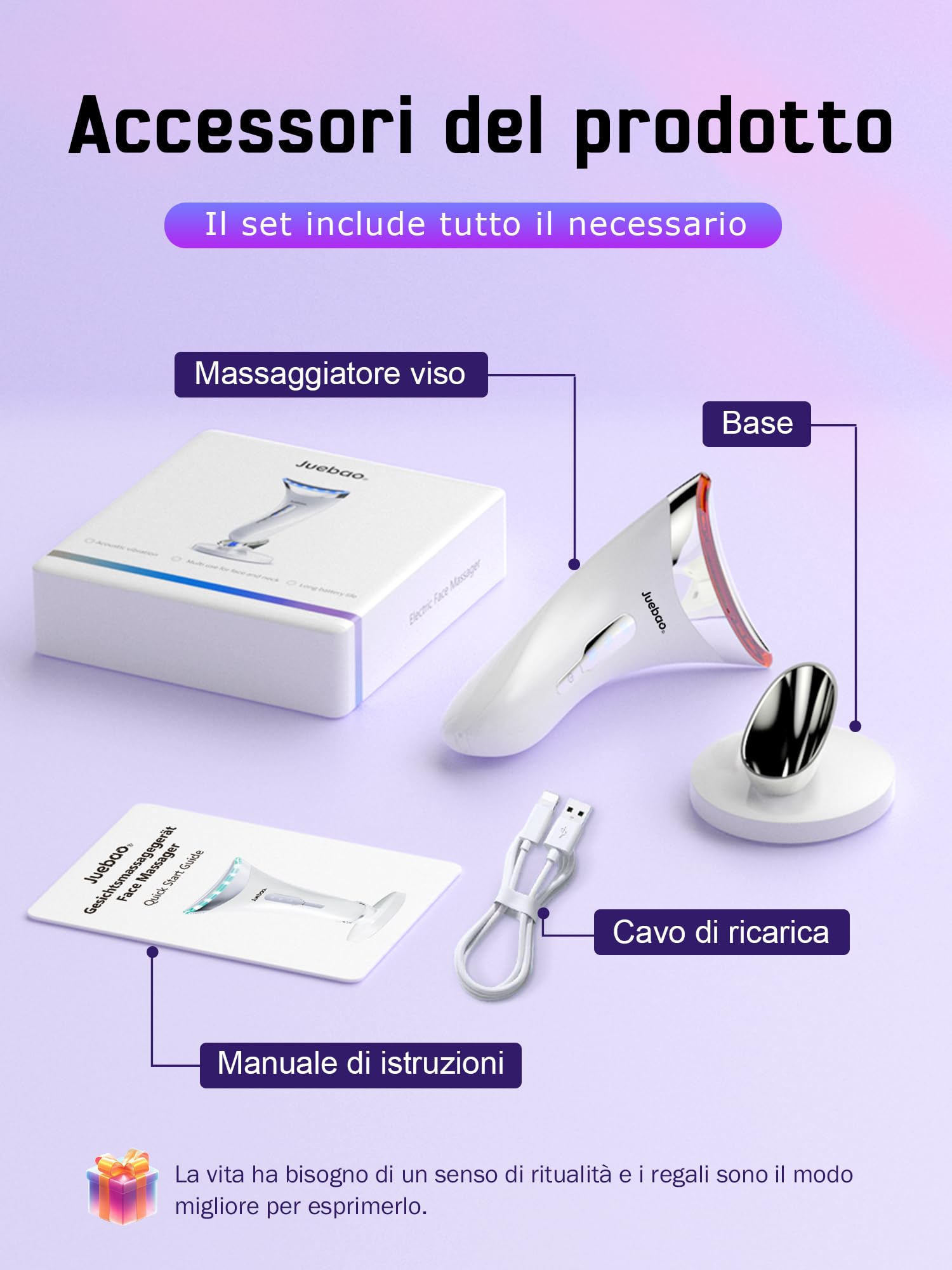 Massaggiatore Viso Lifting Antirughe Elettrico: Face Massager con 3 Modi LED - Dispositivo di Bellezza a 45°C con EMS Microcorrente per Rughe - Gua Sha Elettrico per Massaggio Rassodante Viso e Collo