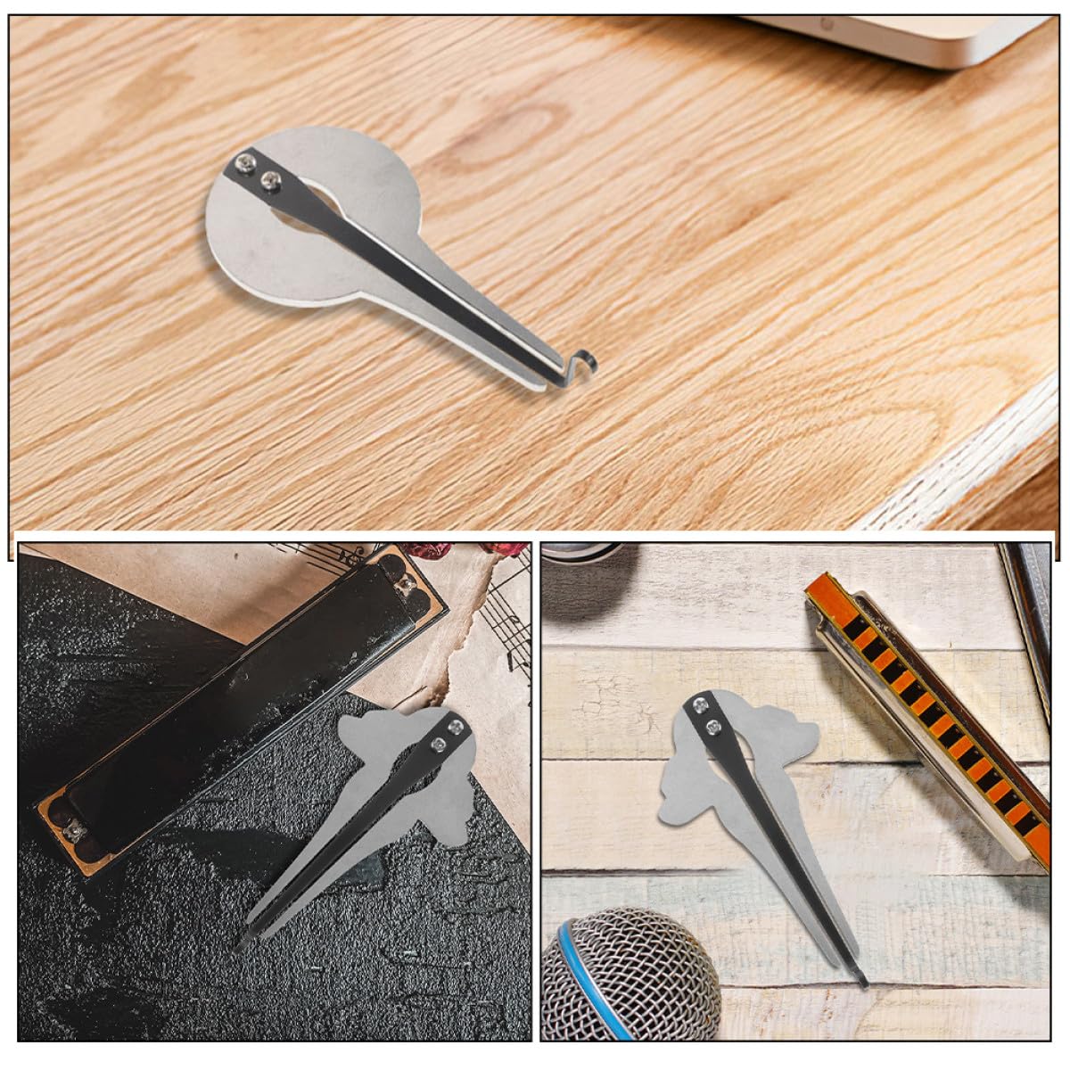 Guimbarde en Métal Argentée, Instrument Portable pour Débutants, 2 Pièces
