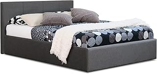 Modernique® Grey Fabric Ottoman Storage Bed, 3ft Grey Linen Gas Lift Up Storage Bed in Single Sized Bed Frame (Single (3FT))
