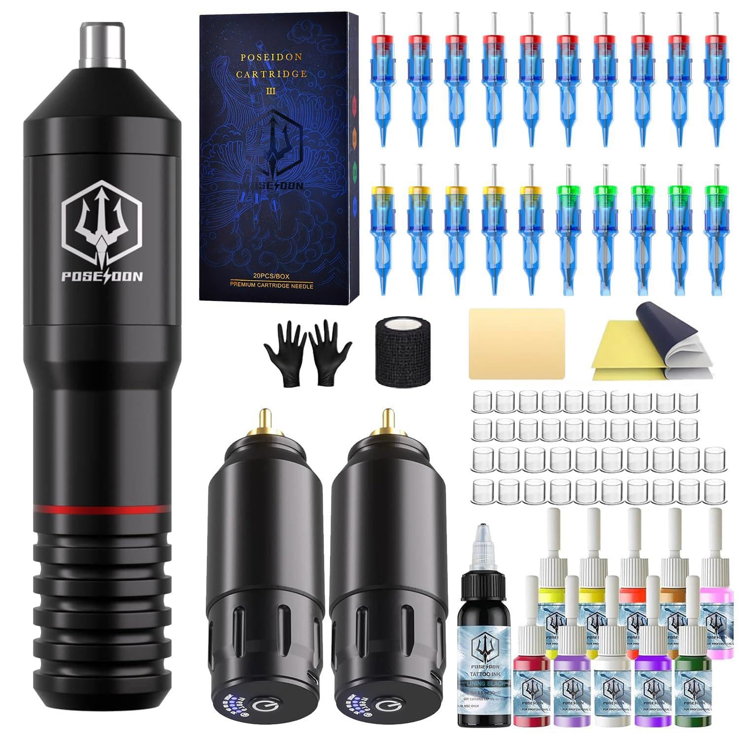 ポセイドンワイヤレスタトゥーマシン Amazon.com: POSEIDON Wireless Tattoo Gun Kit with 2 Batteries for