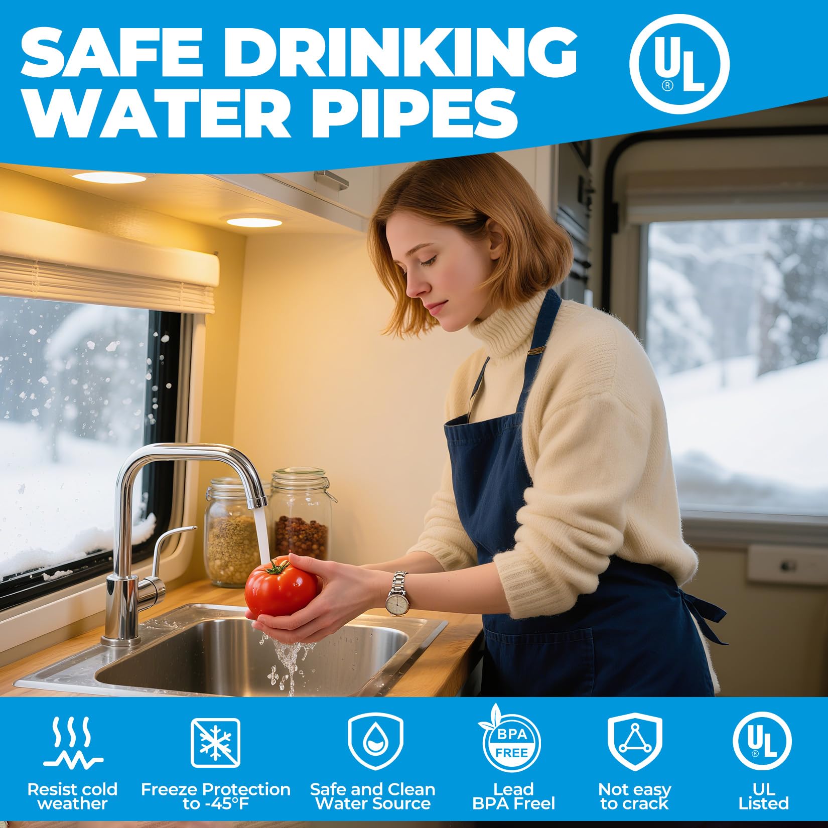 30FT Heated Water Hose for Rv,Heated Drinking Water Hose Antifreeze to -45°F,Great Rv Accessories for Campers,Livestock,Agriculture,Lead and BPA Free