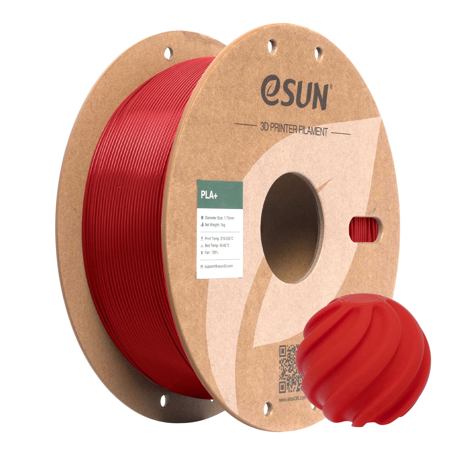 eSUN PLA+ Filament 1.75mm, 3D Printer Filament PLA Plus, Dimensional Accuracy +/- 0.02mm, 1kg Spool (2.2lbs) 3D Printing Filament for 3D Printer, Fire Red