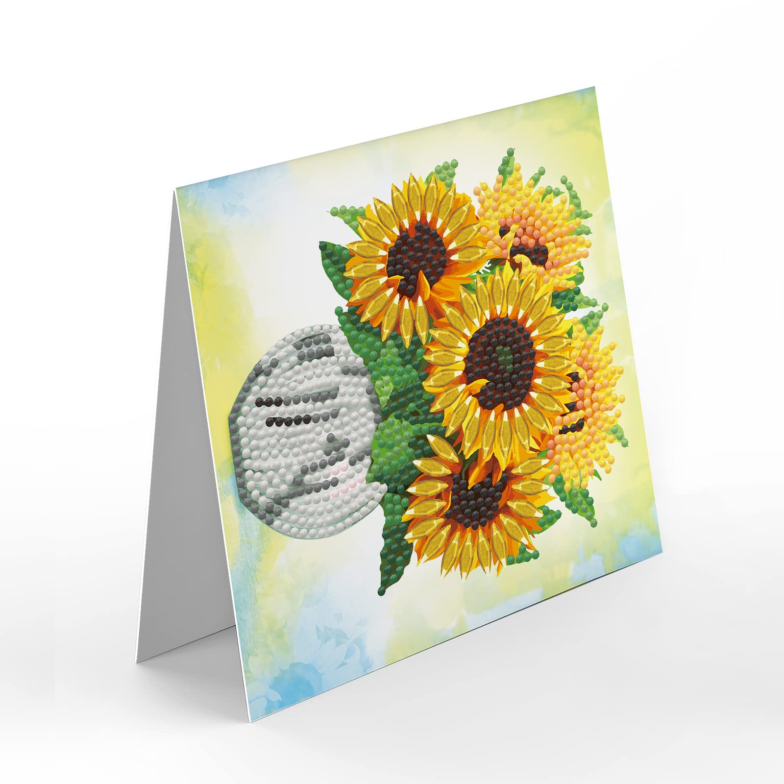 LUSandy 8 Packs DIY 5D Diamond Painting Flowers Cards Kits for Adults Sunflower Rose Daisy Diamond Art Greeting Cards Art Craft Gifts for Valentine's Day Family and Friends