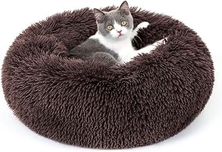 rabbitgoo Panier Chat, Coussin Chien Chat Rond Moelleux, Extra Doux et Confortable, Lit pour Chat Lavable, Panier Chien Anti Stress Couchage Idéal pour Chaton Chiots Petits Animaux, (50cm, Marron)