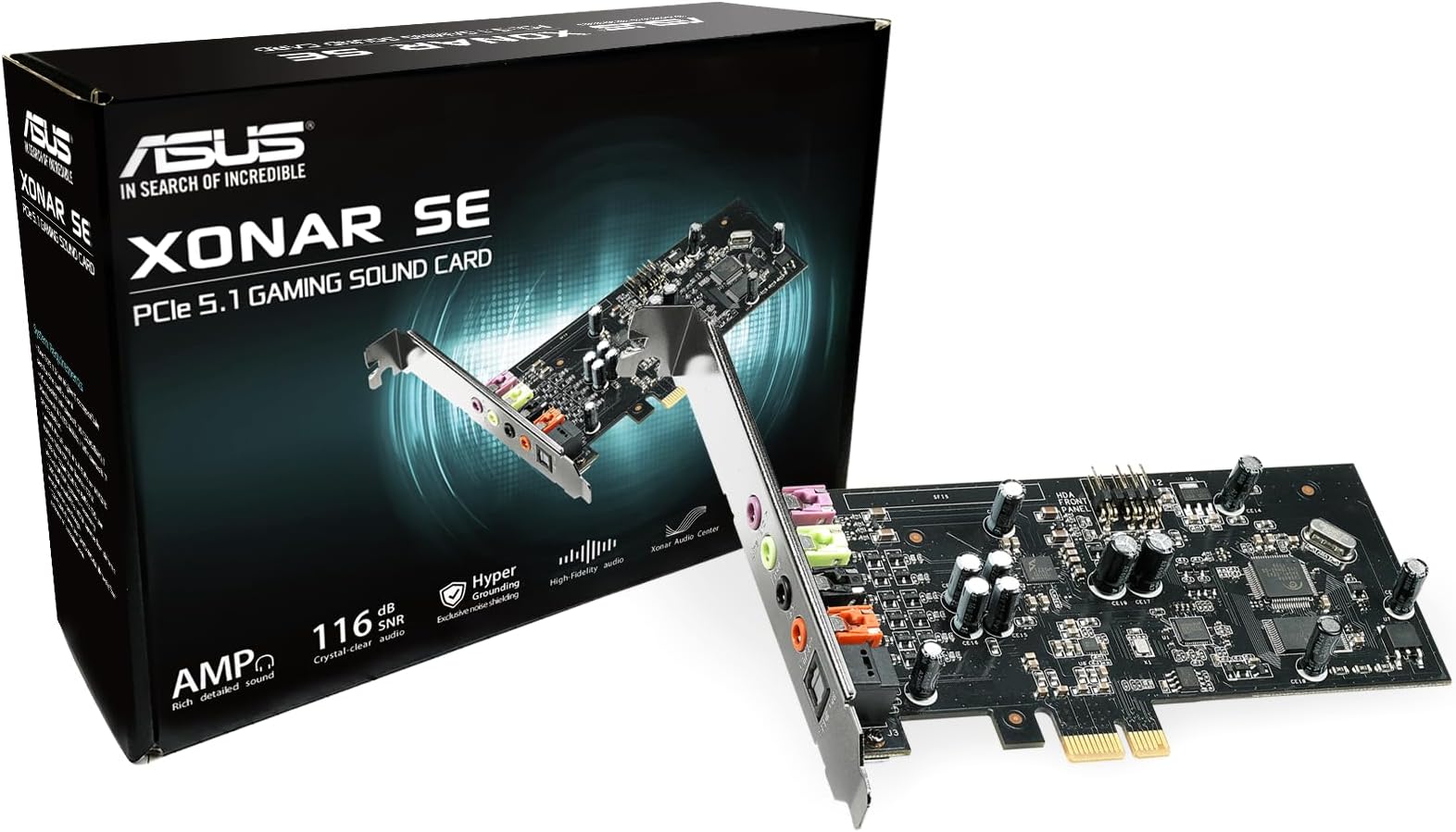 90YA00T0-M0UA00 Xonar SE 5.1 Gaming Soundcard PCIe Hi-Res Audio 300ohm 116dB SNR Headphone Amp :: (Components > Sound Cards)
