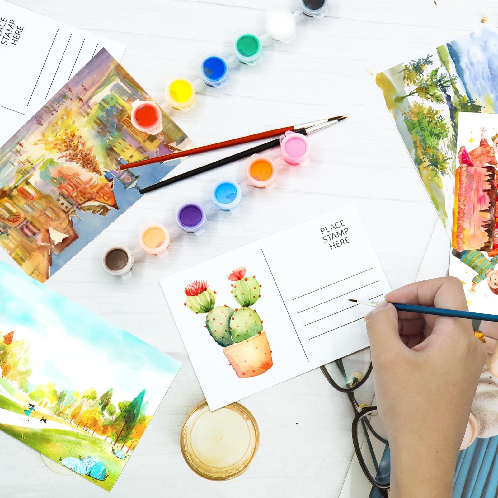 CXIIPOL Aquarellpapier-Postkarten, 300 g/m², 100 % Baumwolle, blanko, Postkarten zum Bemalen von Geschenkkarten, 100 Stück