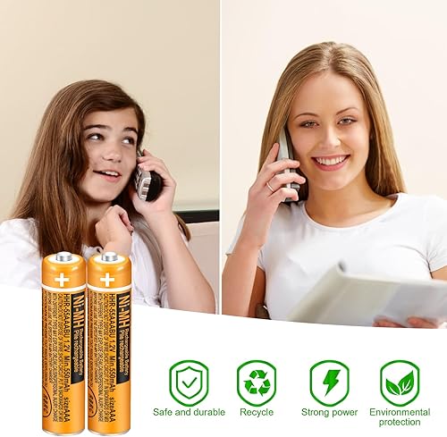Miniatura 7 de Paquete de 6 baterías recargables HHR-55AAABU NI-MH de 550 mAh AAA 1.2 V para teléfonos inalámbricos Panasonic
