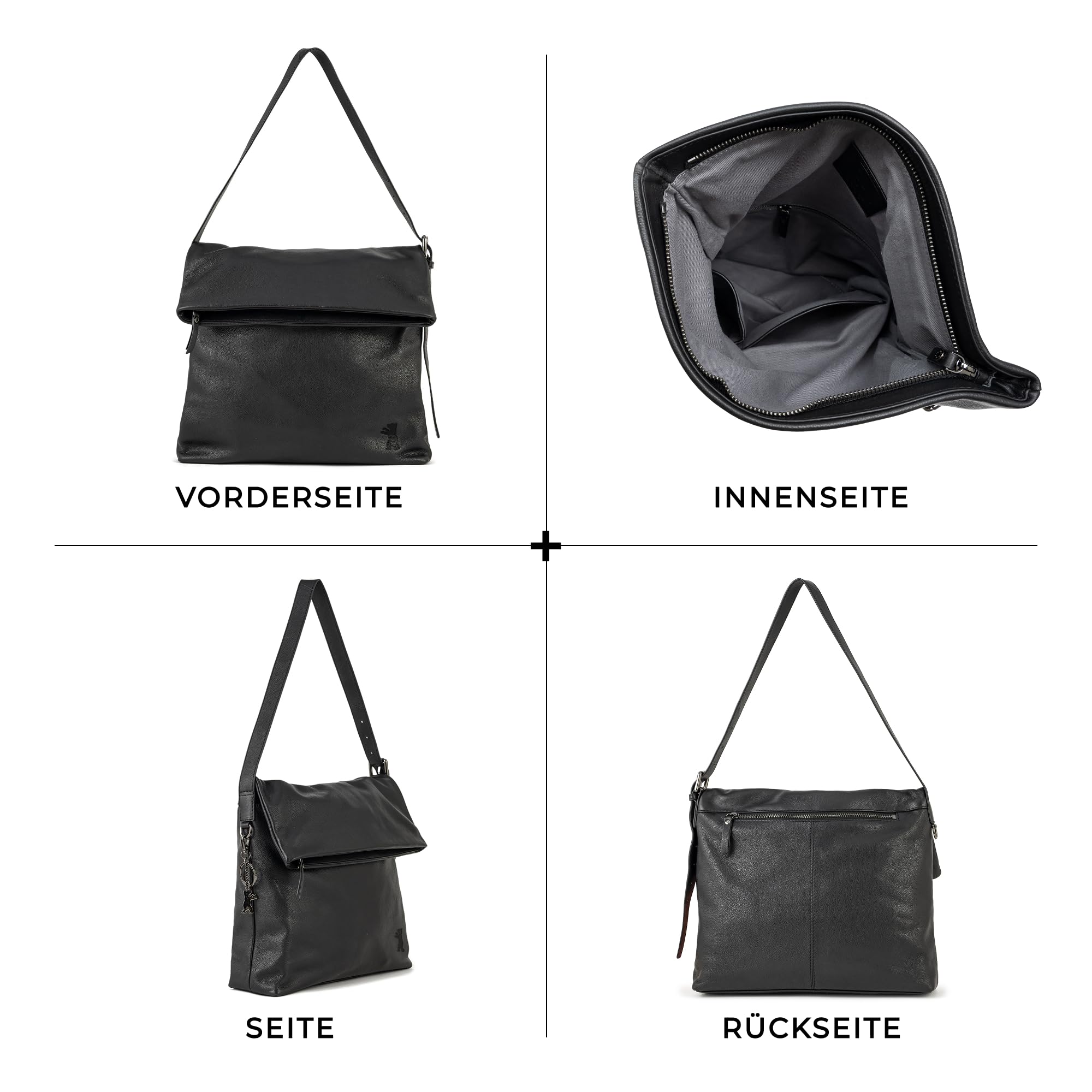 Berliner Bags Umhängetasche Nancy Premium aus Leder für Damen - Schwarz