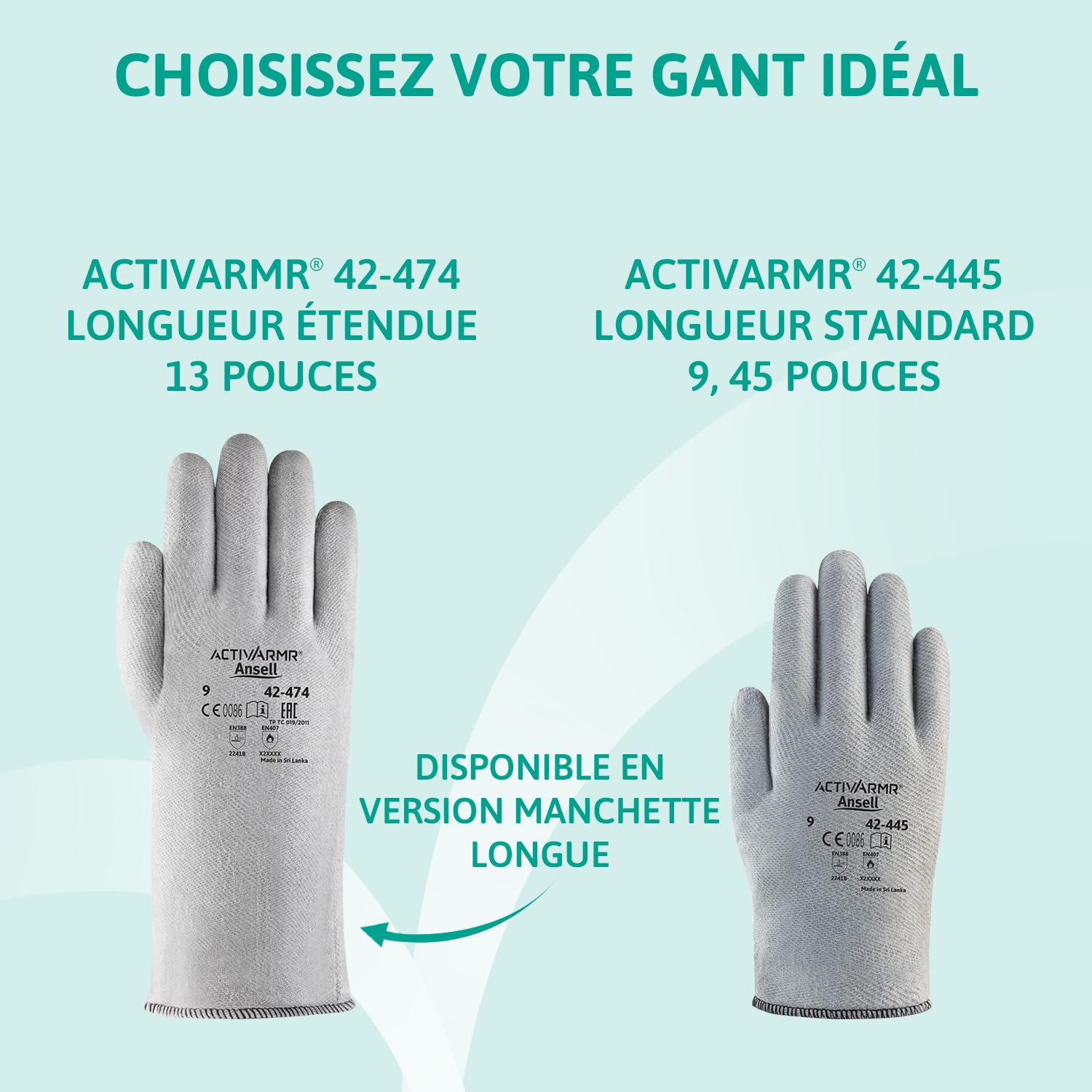Ansell ActivArmr 42-474, Gants de travail résistants à la chaleur, Gants de protection EPI sécurisés, Gants nitrile XL pour la mécanique et l'utilisation de produits chimiques, Gris, 12 paires