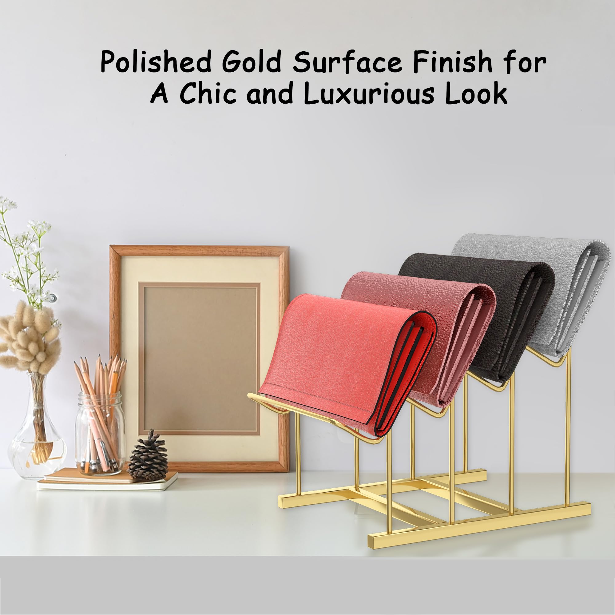 Yeshine 4-Tier Gold Purse Display Stand – Stainless Steel Rack For Clutches, Wallets, Small Handbags, 7.9" X 6.3" - View #5