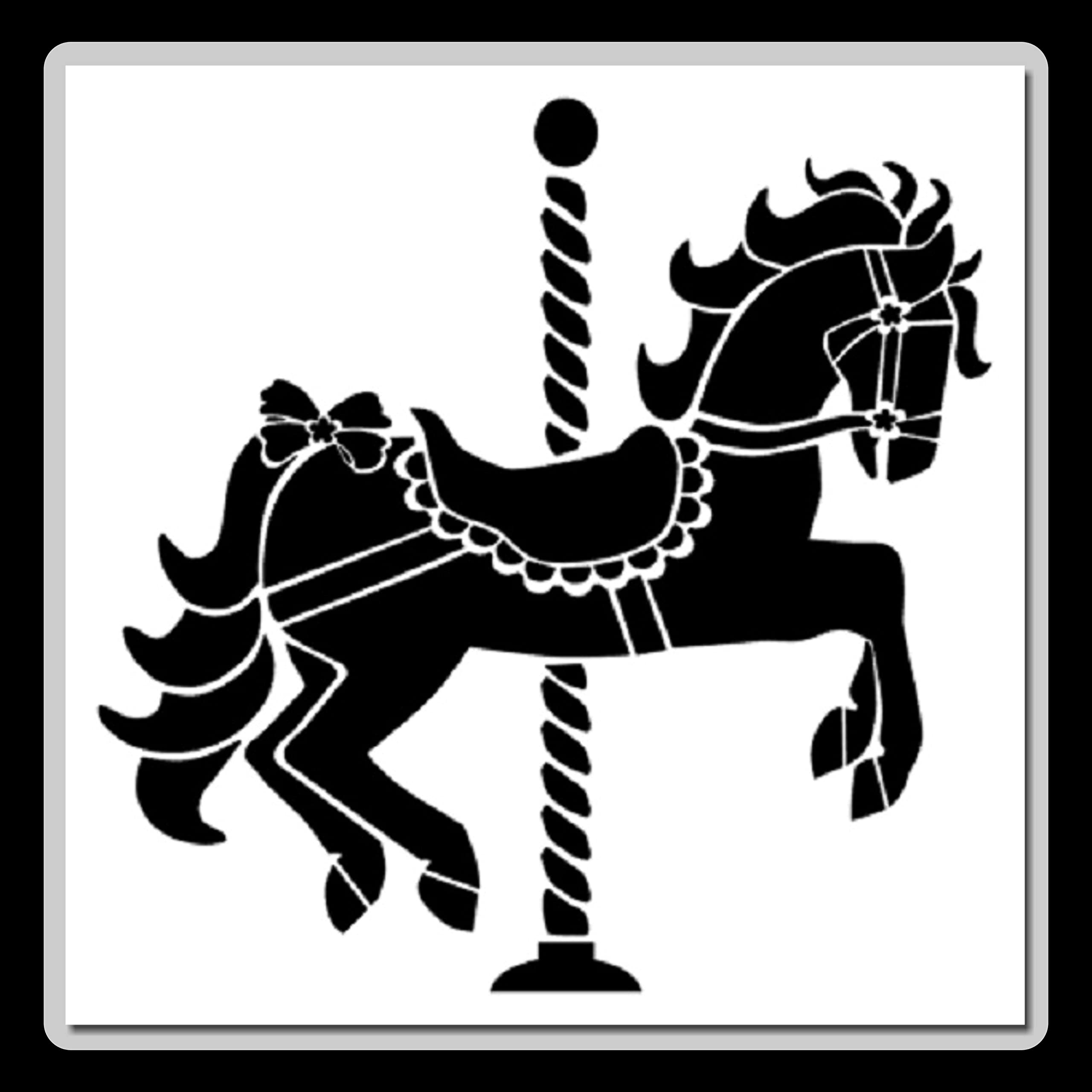 Reusable Carousel Horse Stencil Template Circus Ride Fair Animal (Small 7 X 7 inches)