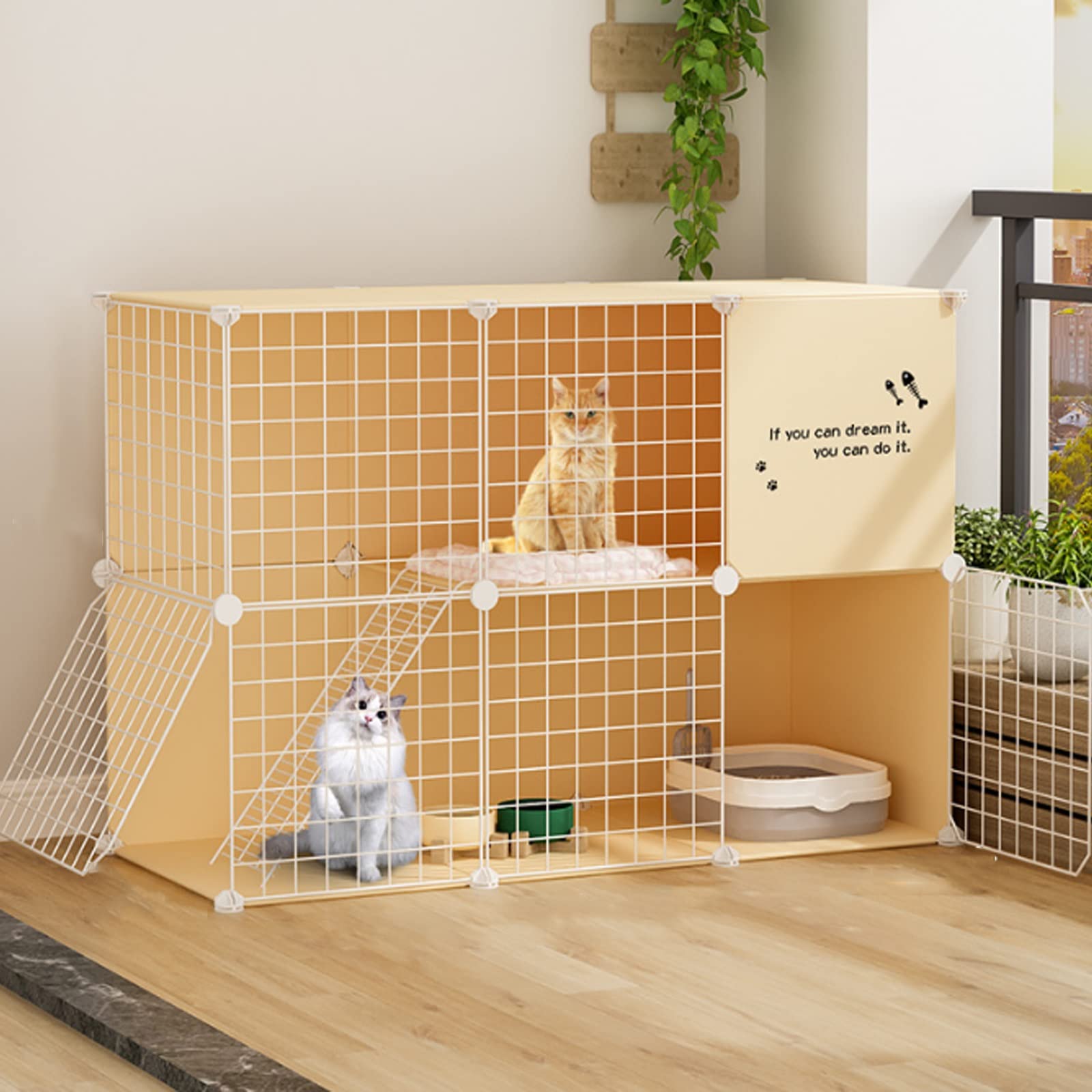 Niches amovibles à 2 ou 3 niveaux pour personnaliser votre cage pour chat pliable