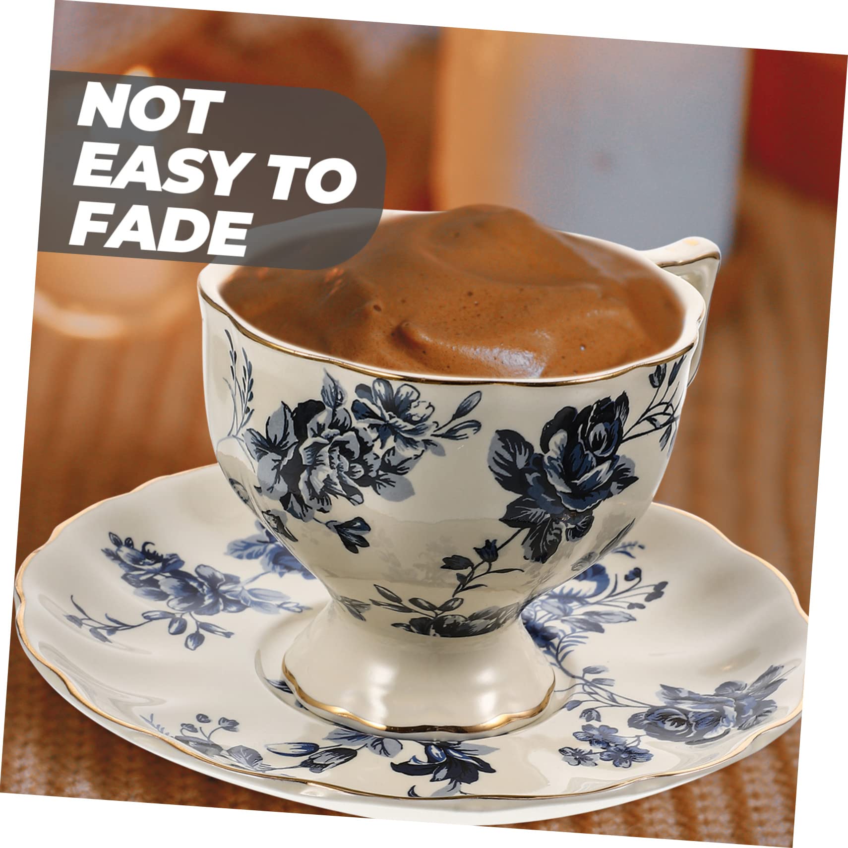 Set Tazza e Piattino da Caffè in Ceramica Blu, 1 Pezzo | Superficie Liscia e Bordo Morbido, Leggero per Uso Quotidiano e Bar, Facile da Pulire