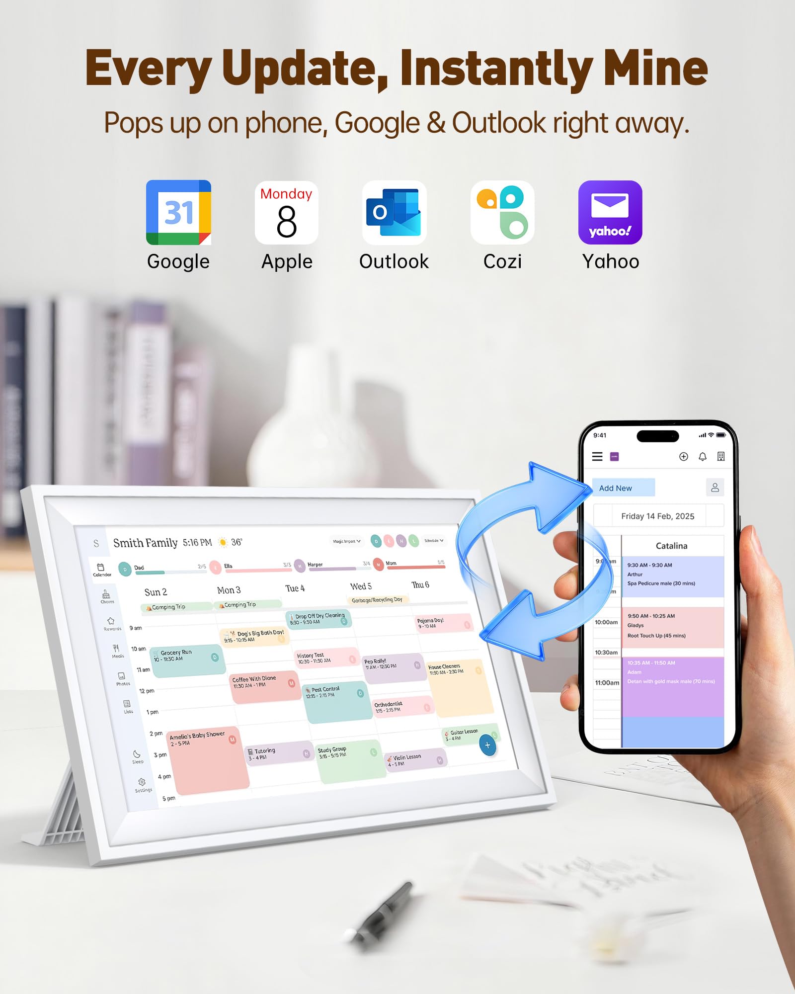 15,6 Zoll Smart Digital Kalender, Elektronischer Sternenlicht-Kalender Wand-Touchscreen, Wand/Schreibtisch montierbar, Zwei-Wege-Synchronisation mit Online-Kalendern, Familienplaner, Hausarbeit