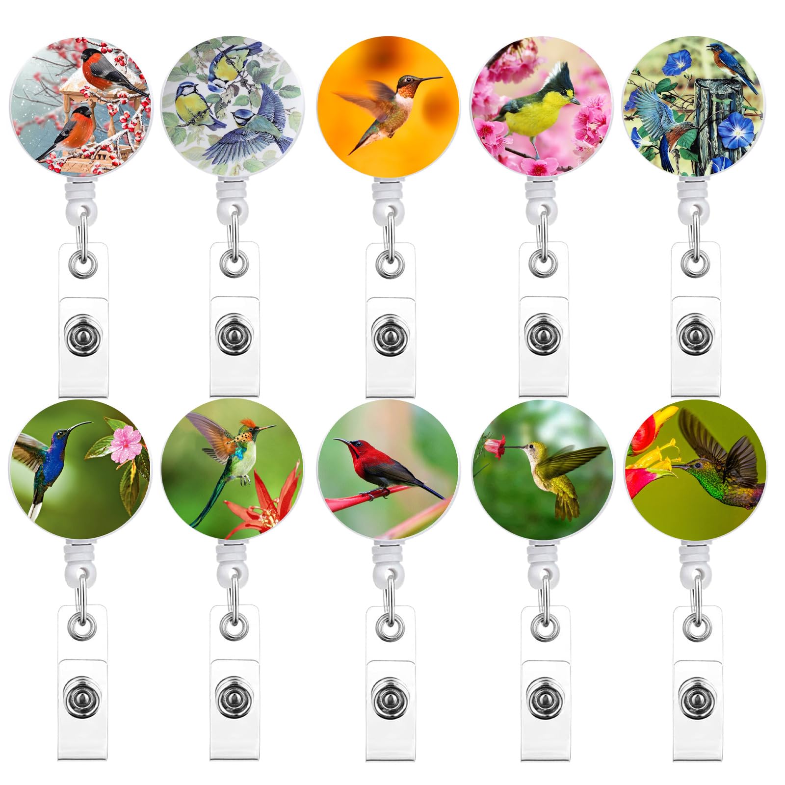 YAQUEYATRUES 10Pcs Lovely Badge Holders, Nurse Retractable Badge Reel with Carabiner Belt Clip for ID Card Name Holder