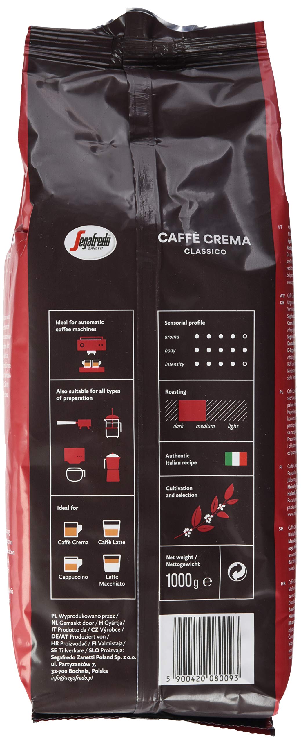 Segafredo Zanetti Caffé Crema Classico, 2er Pack (2 x 1000 g)