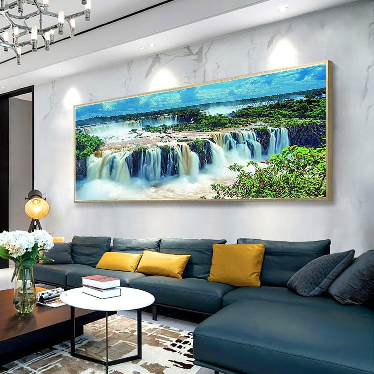 Instarry 5D Diamond Painting Kits for Adults Large Size Waterfall View Mosaic Crystal Embroidery Modern Home Decor Craft Kits 39.4x15.7 inch