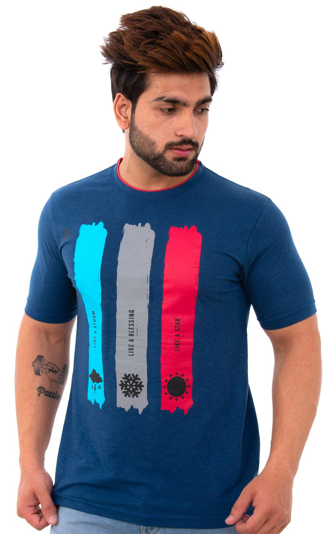 BISHOP COTTONMen's Printed Cotton Short Sleeves Round Neck T-Shirt