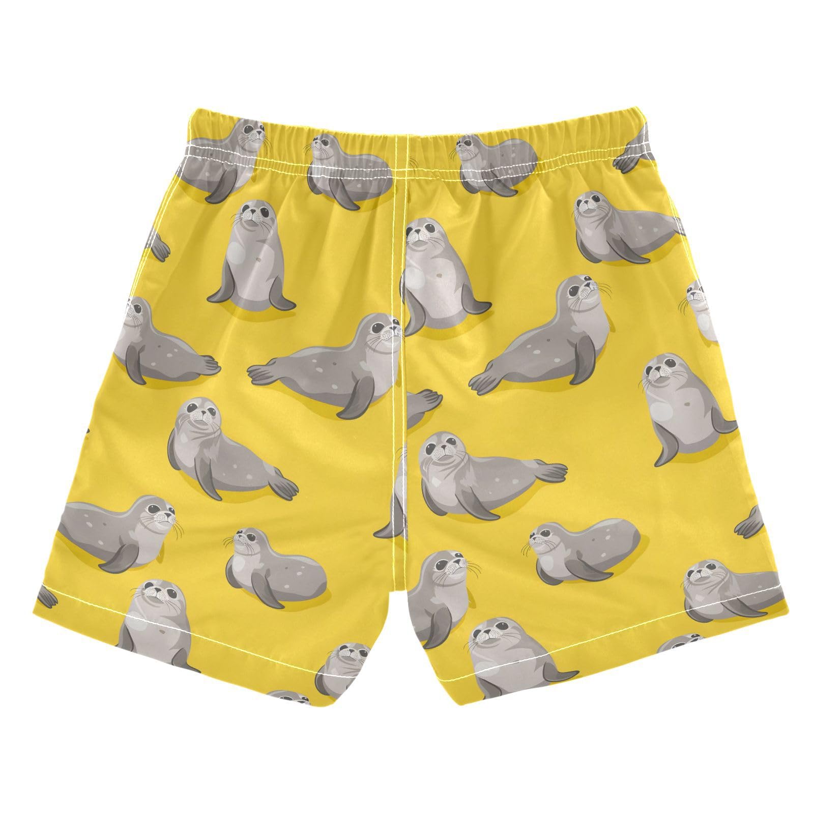 ALAZA Seal Yellow Boys' Swim Trunks Beach Shorts Quick Dry Swimsuit 4T