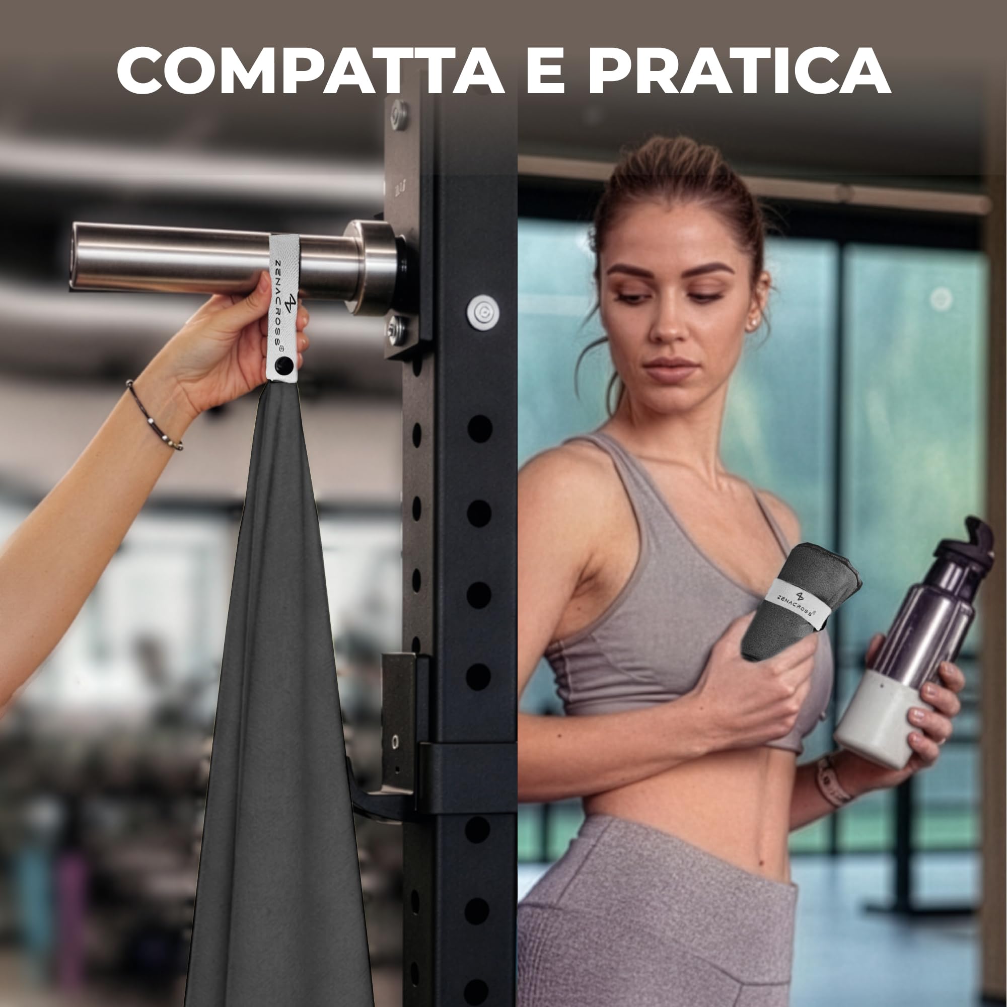 Zenacross Asciugamano Microfibra Set da 5, 40x77 cm - Telo Palestra Asciugatura Rapida e Assorbente - Gym Towel per Palestra - Grigio scuro