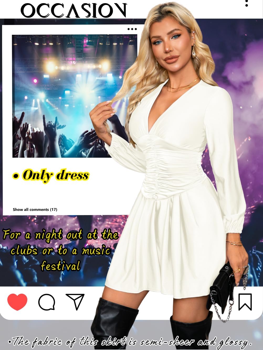 Pleated Mini Dress, V Neck A Line, Semi Formal Cocktail, Smocked Ruched Short Skater Dresses Date Night for Women - Image 5