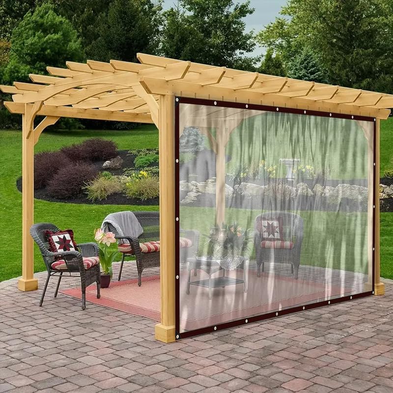 Bâche en PVC avec œillets, transparente, imperméable, protection contre la pluie, le vent, le soleil, pour balcon, jardin, serre (3 m x 6 m)