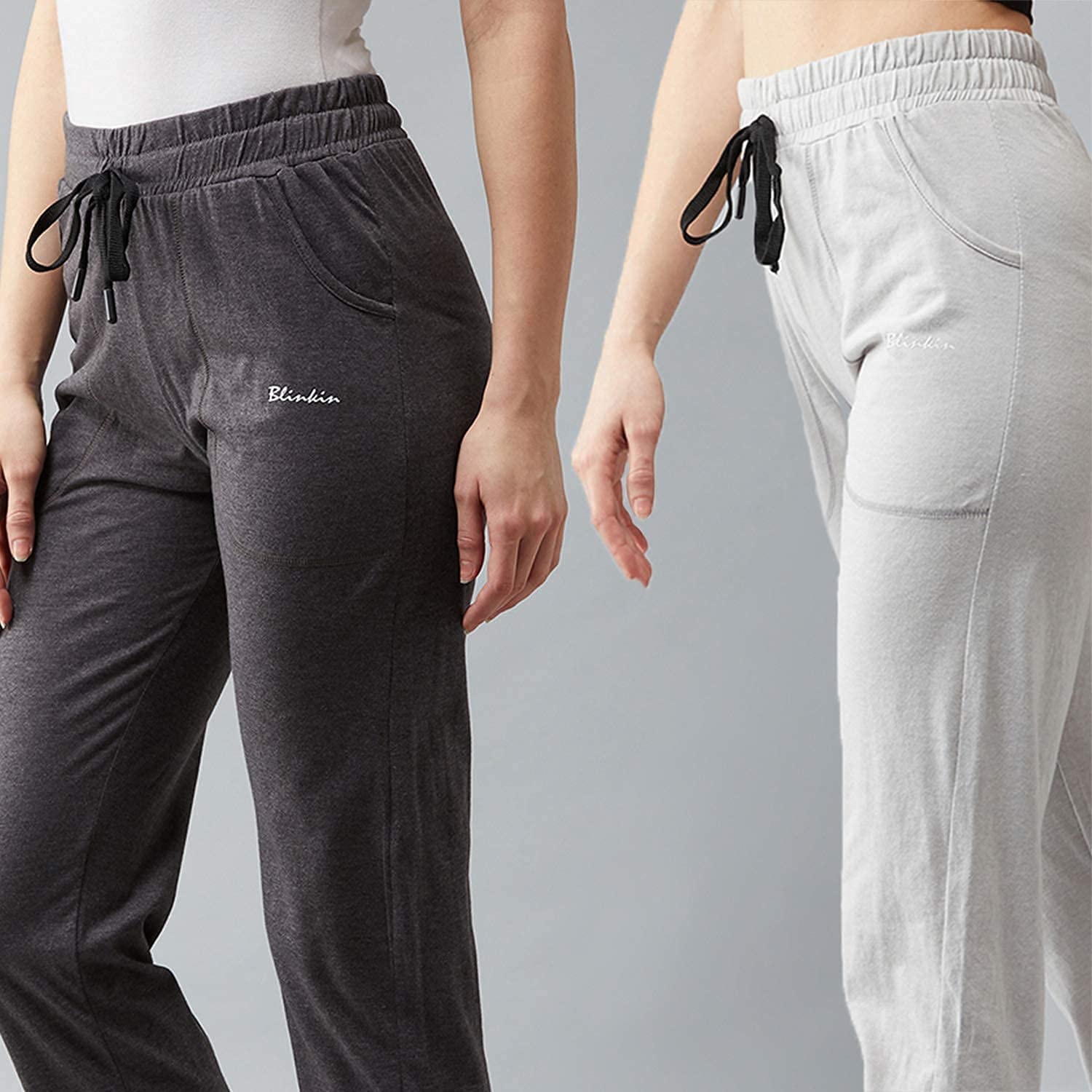 BLINKIN Cotton Pyjamas For Womenं Combo Pack Of 2 With Side Pockets (Color_Dark Grey|Light Grey,Size_2XL) 4