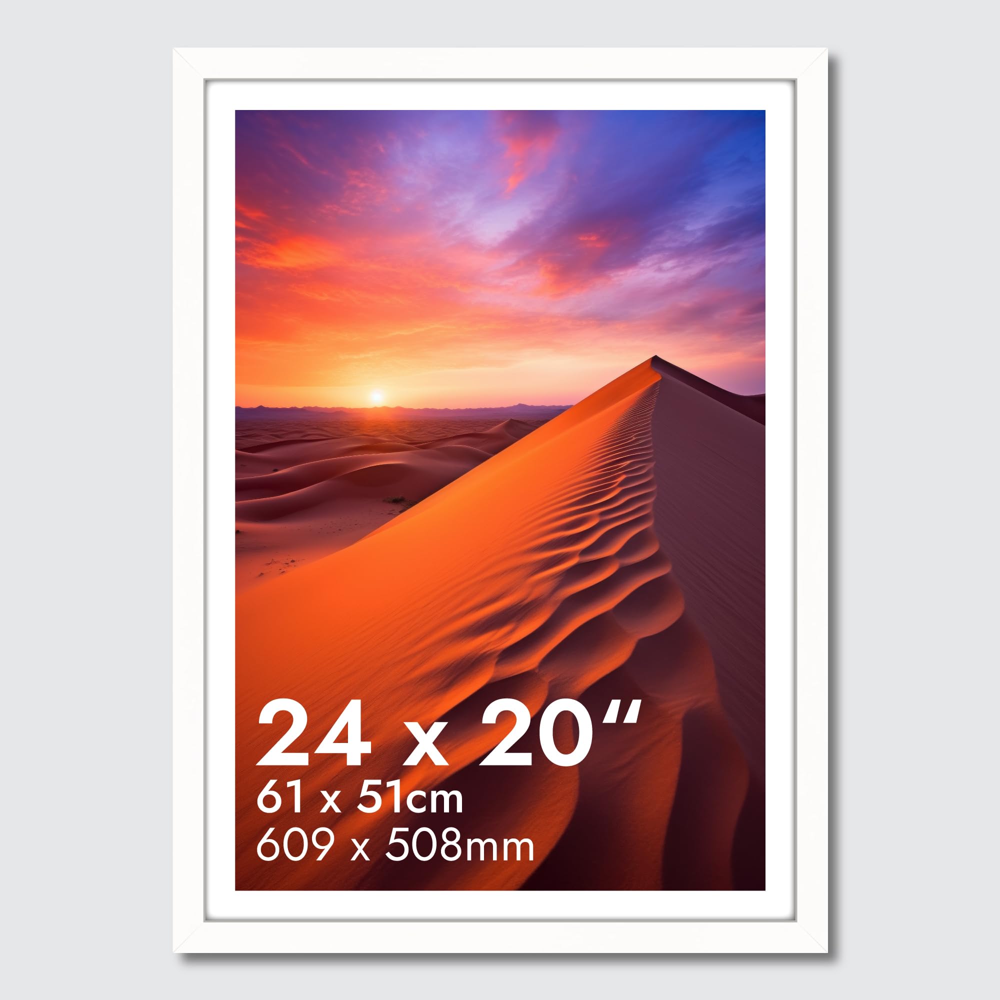 HNK White Photo Frames 20x24 Inches Engineered Wood and Plexiglass, Photo Frame 61x51cm Dual Orientation Landscape or Portrait, Picture Frame 24x20 Wall Hanging Display Photos for Home, Office — image 1