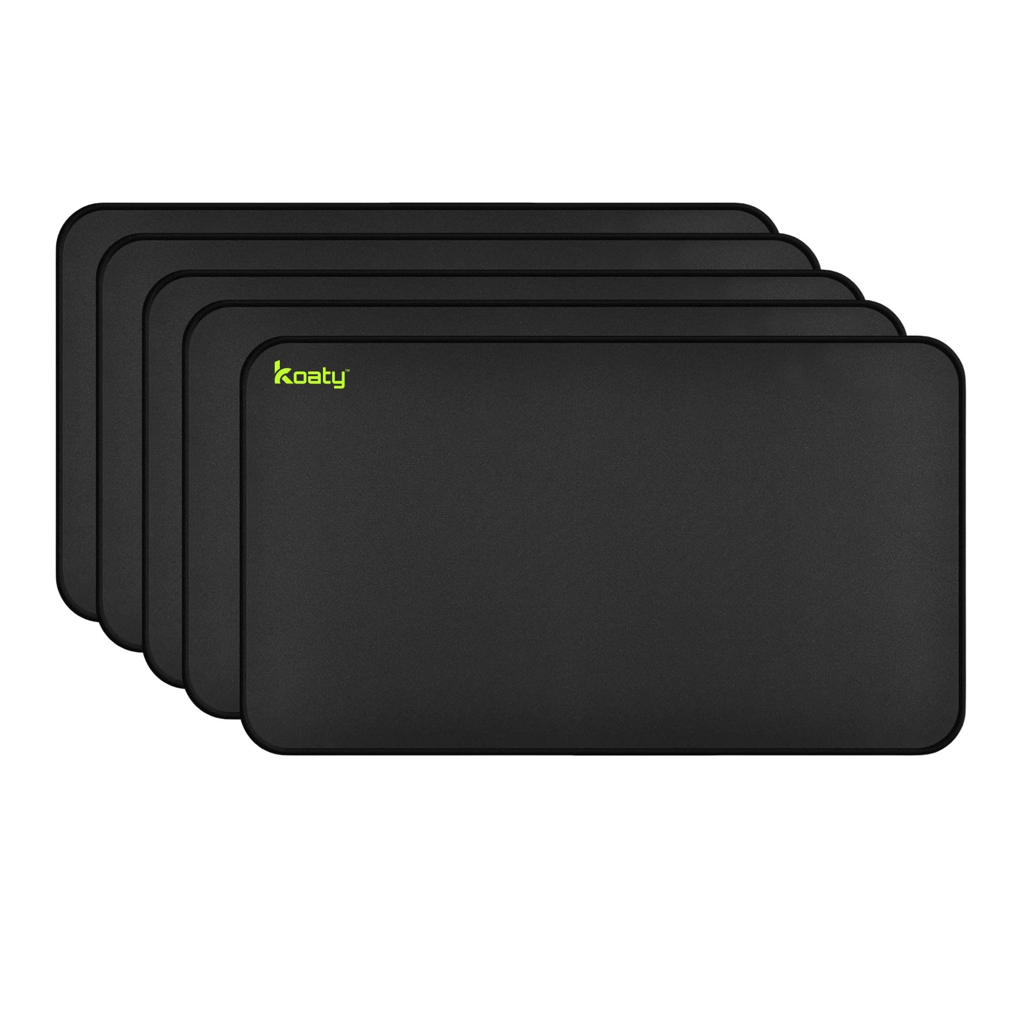 Koaty Ultra-Smooth 350mm x 250mm Large Size Mousepad -3mm Thick Durable Stitched Edges, Non-Slip Rubber Base, Spill-Resistant, Perfect for Work, Gaming, and Home Office Pack of 5