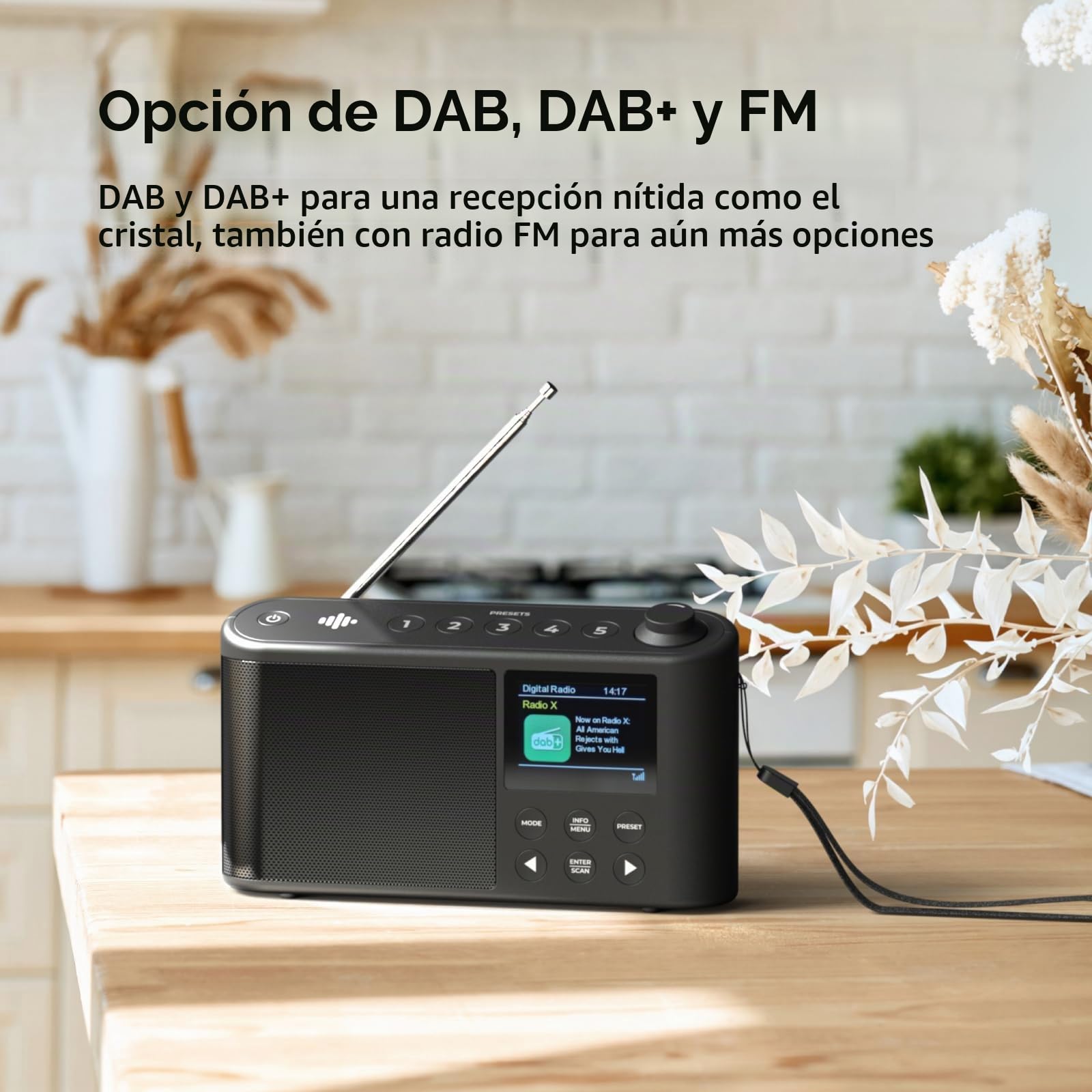 Radio Dab portátil, Radio Dab Plus/Dab, Radio FM, Radio pequeña, Pantalla LCD Grande, radios portátiles y batería, Carga USB para 10 Horas de reproducción, (Spectrum de iBox)