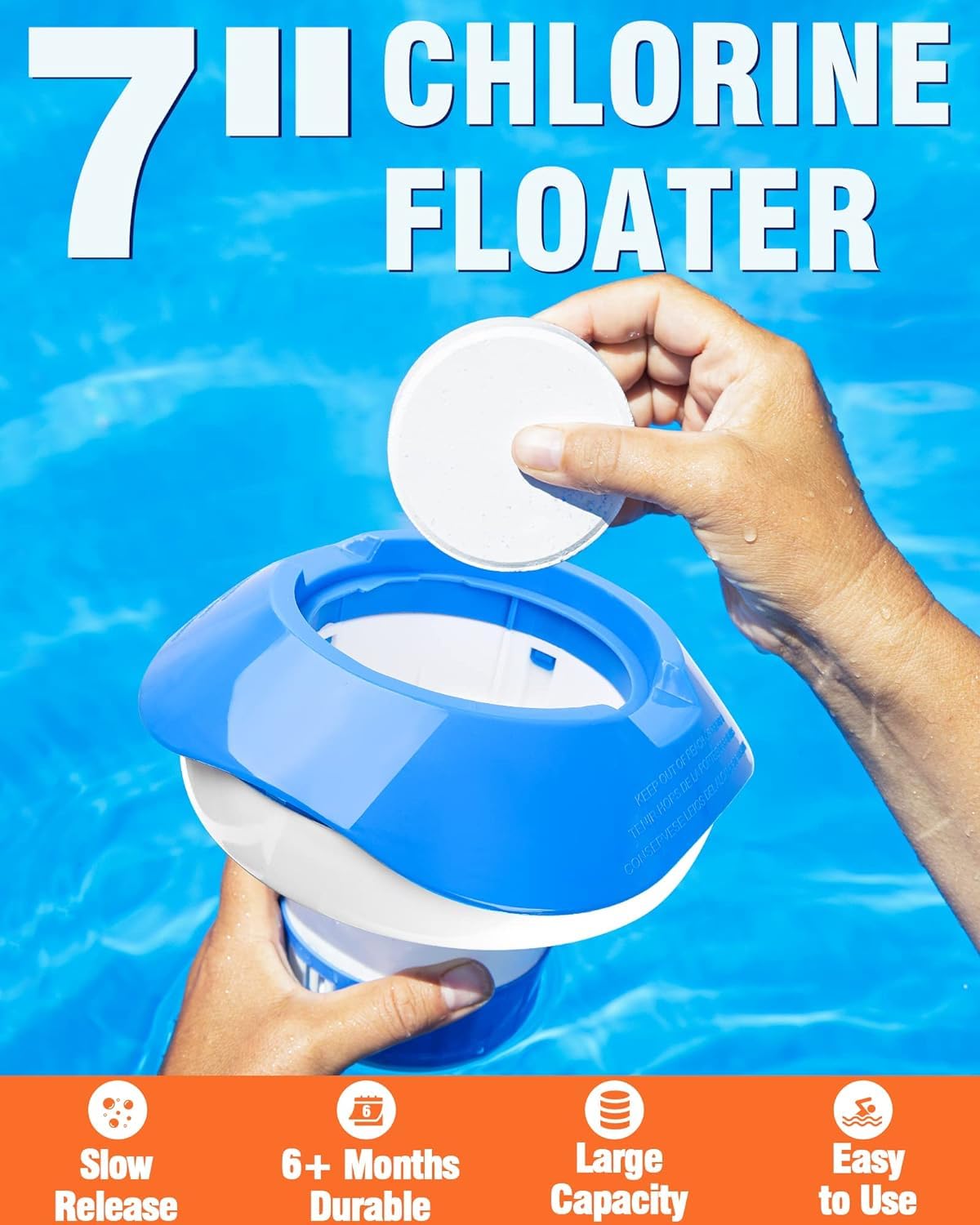 7 Pouces Distributeur de Chlore Flottant, Distributeur de Chlore pour Piscine, Diffuseur Flottant, Diffuseur Chlore Piscine, Distributeur de Chlore, pour Piscine/Spa/Aquariums