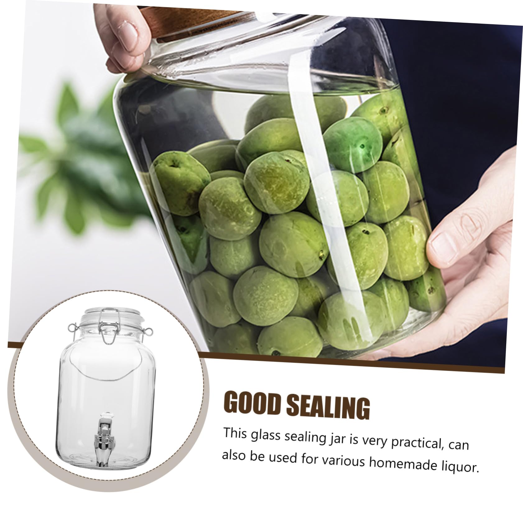 POPETPOP Barattolo in Vetro 3000ml con Coperchio, Grande Capacità | Frigo e Countertop, Uso Juicing, Design Salvaspazio, Contenitore Vetro