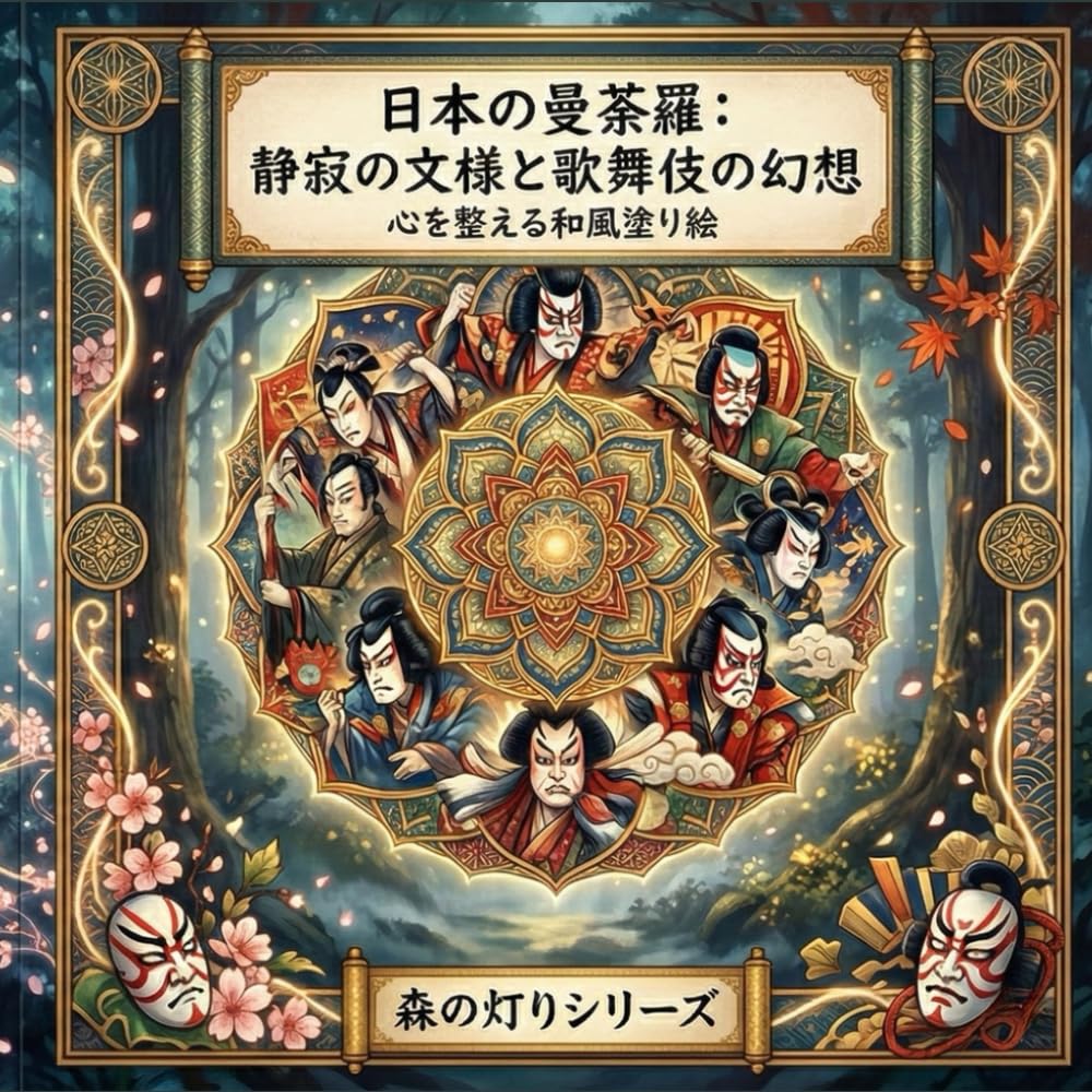 日本の曼荼羅：静寂の文様と歌舞伎の幻想: 心を整える和風塗り絵 (森の灯りシリーズ日本の曼荼羅)