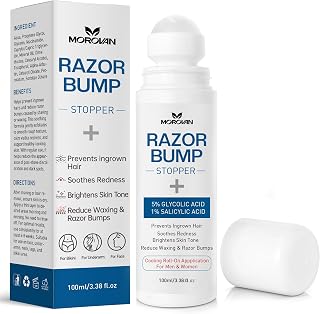 Morovan Razor Bumps Ingrown Hair Serum: 3.38oz Smoothing Treatment for Shaving Waxing Razor Burn - Beard Bikini Body Men Women