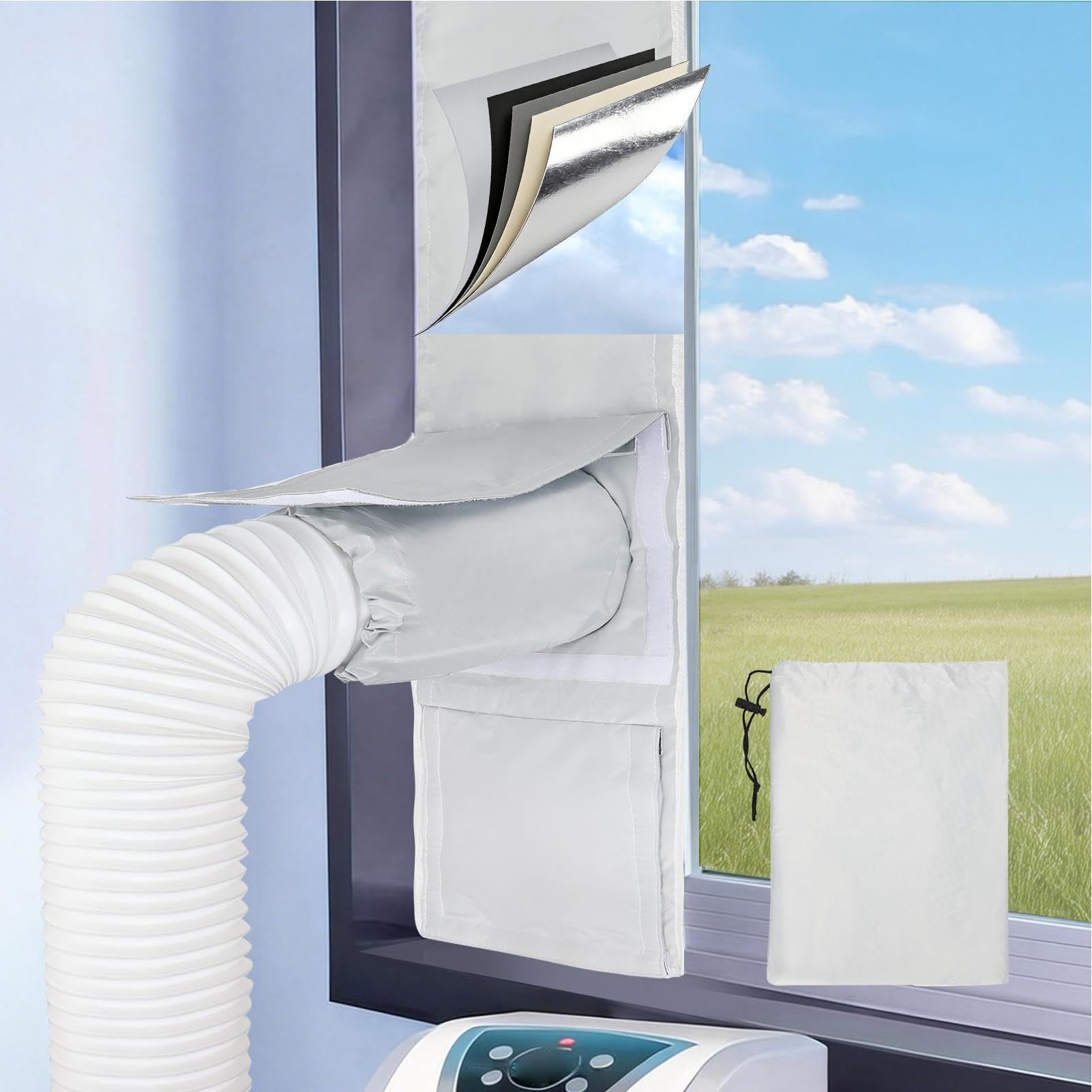Kit di Sfiato per Finestra per Condizionatore Portatile Ventilazione | Sigillo Ventilazione Condizionatore Portatile per Casa, Ufficio, Soggiorno, Camera da , Studio