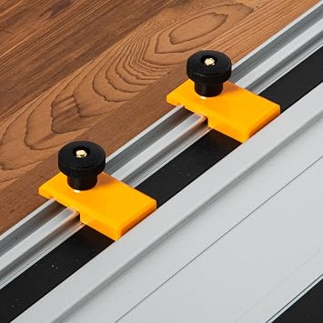 POWERTEC 71994 Track Saw Guide Rail Limit Stop 2 Pack - Compatible with Festool, Makita, Milwaukee, Kreg, POWERTEC Guide Rails