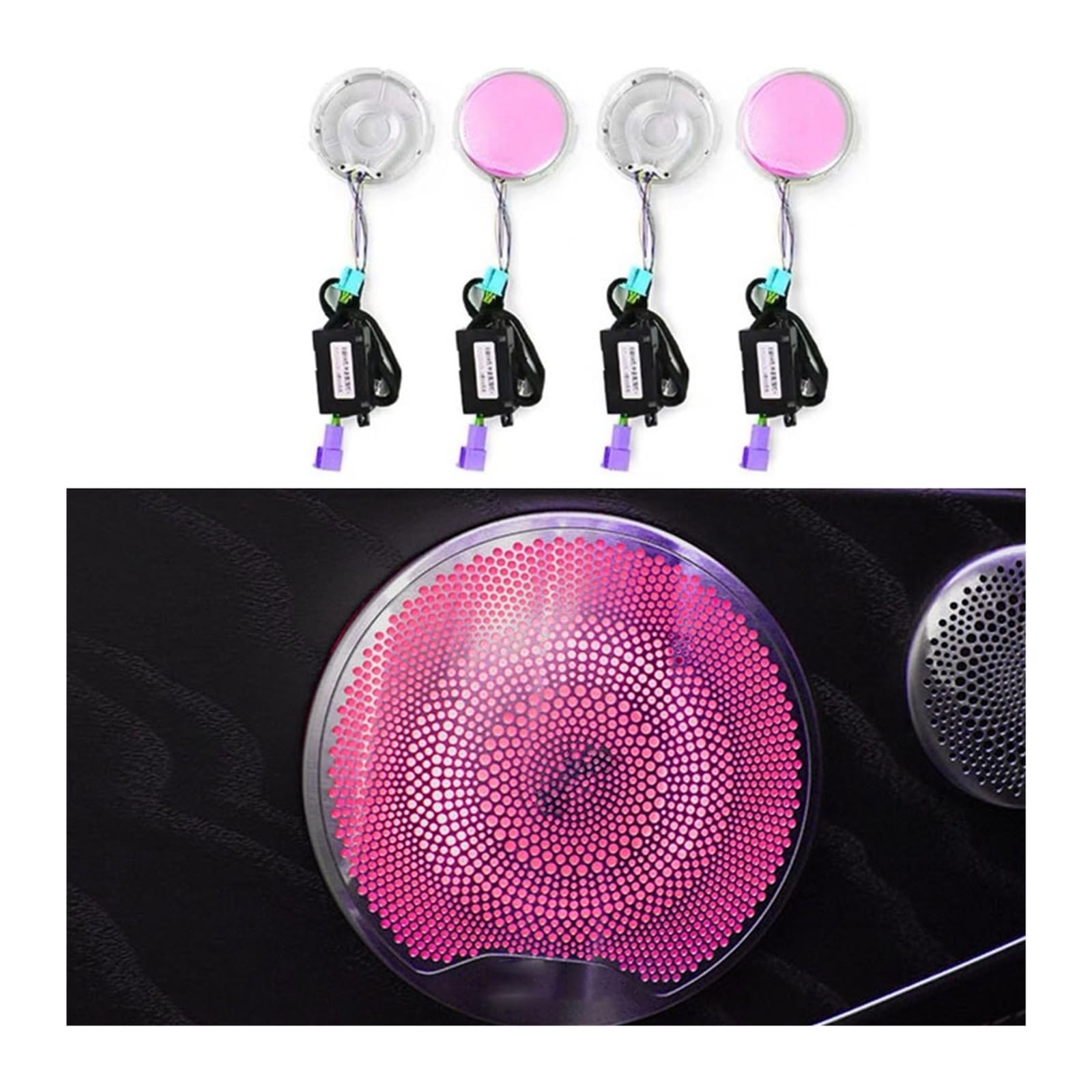 XCZPRKMXY LED Car Door Luminous Speaker Cover Compatible with Mercedes Benz W205 X253 W213 W238 C/GLC/E-Class Coupe Sound Metal Decor Ambient Light(64 Colors,W213 2016-2021)