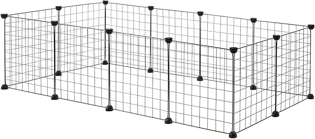 EUGAD Rabbit Run Playpen for Bunny Puppy Kitten Enclosure Exercise Fence DIY Black 12 Panels (35x35cm/Panel) 145x75x35cm