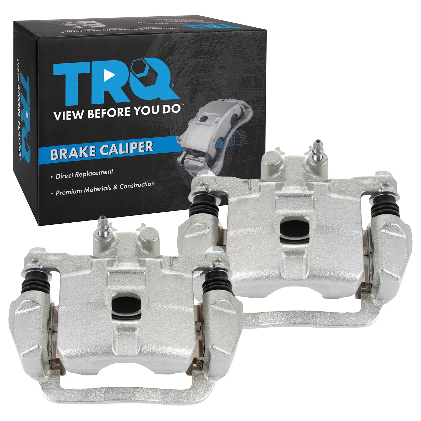 TRQ Rear Brake Caliper Set Zinc Coated Brackets
