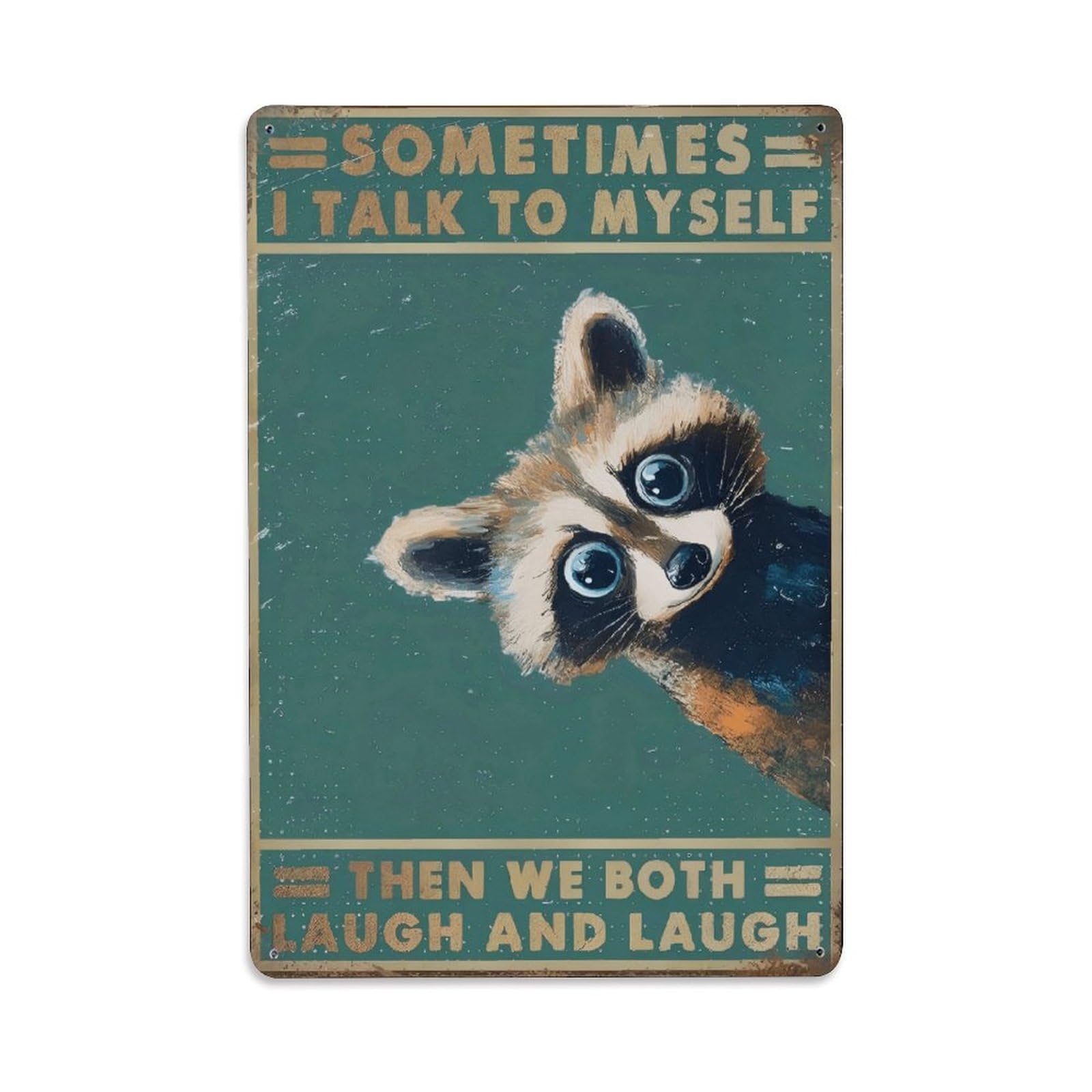 Ldfuieksufg Style Funny Raccoon Retro Vintage Metal Wall Sign Vintage Aluminium Metal Sign, Retro Wall Decor For Home, Bar, Garage & Farmhouse 30X20cm