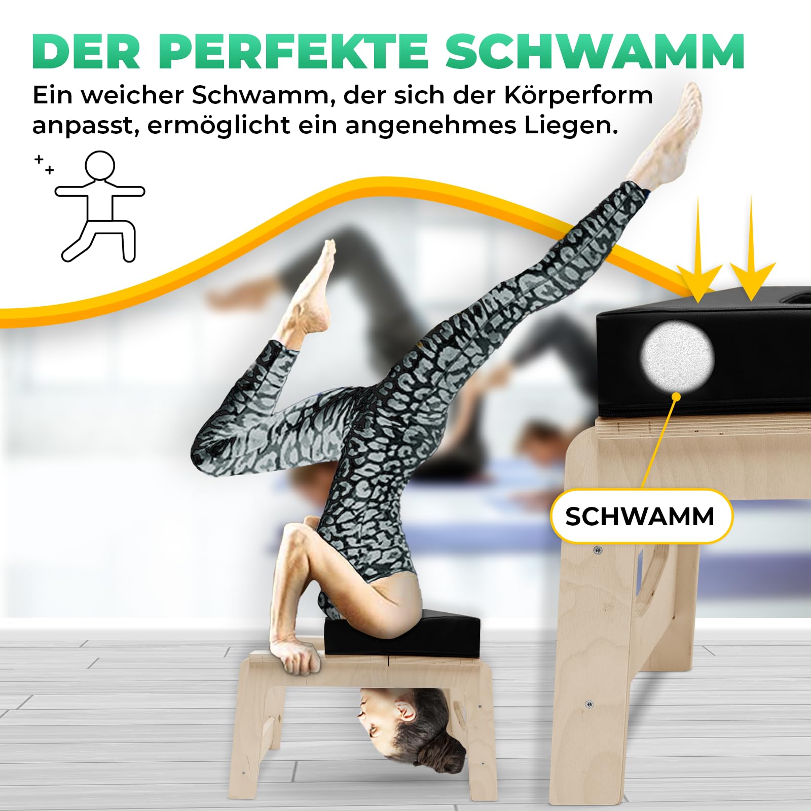 Sedia da yoga e poggiatesta Premium – Made in Europe – per fitness, meditazione e relax