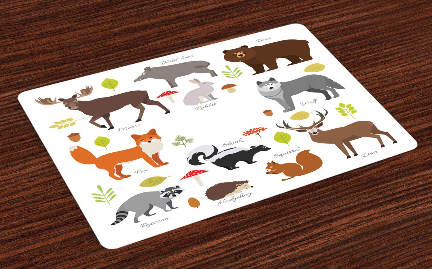 Set Di 4 Tovagliette Americane In Tessuto ABAKUHAUS – Fantasia Animale Peloso Esotico – Lavabili In Lavatrice – Colore Abbronzatura 45x30 Cm