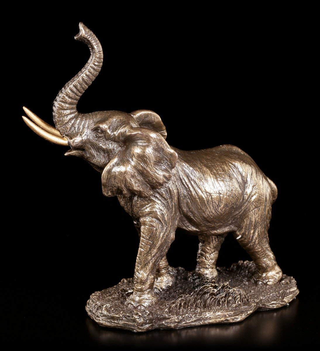 Veronese Studio Collection Kleine Elefantes Figura con Erhobenem Rüssel - de Pie Figura Decorativa, Bronceada