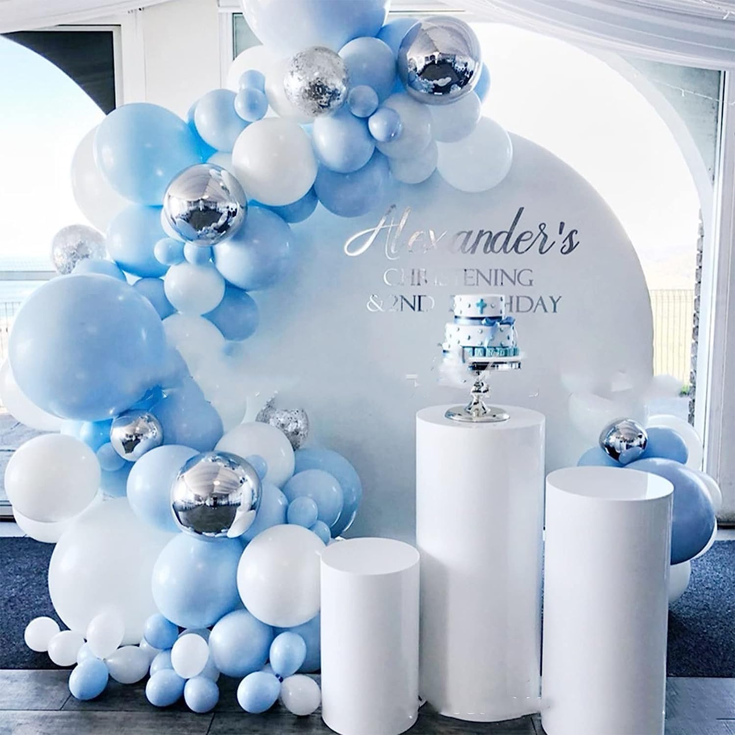 3 PCS,Juego de 3 Soportes cilíndricos Blancos, pilares Redondos para exhibición de Pasteles y Flores para Bodas, cumpleaños, Baby Showers y Eventos de Navidad